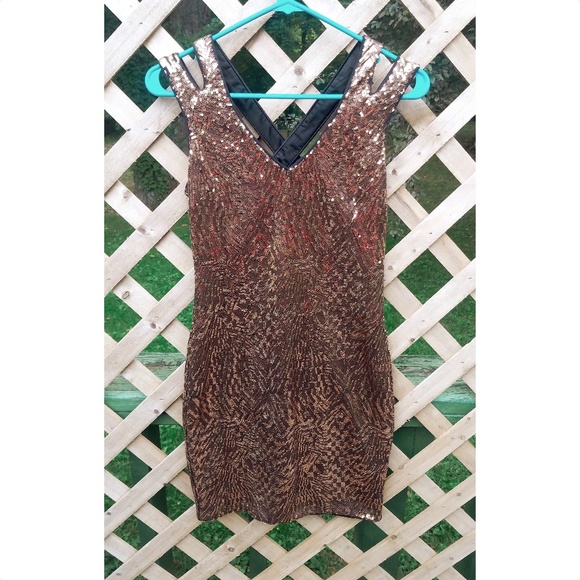 2xHP - bebe Bronze Sequin Mini Dress - Picture 4 of 8